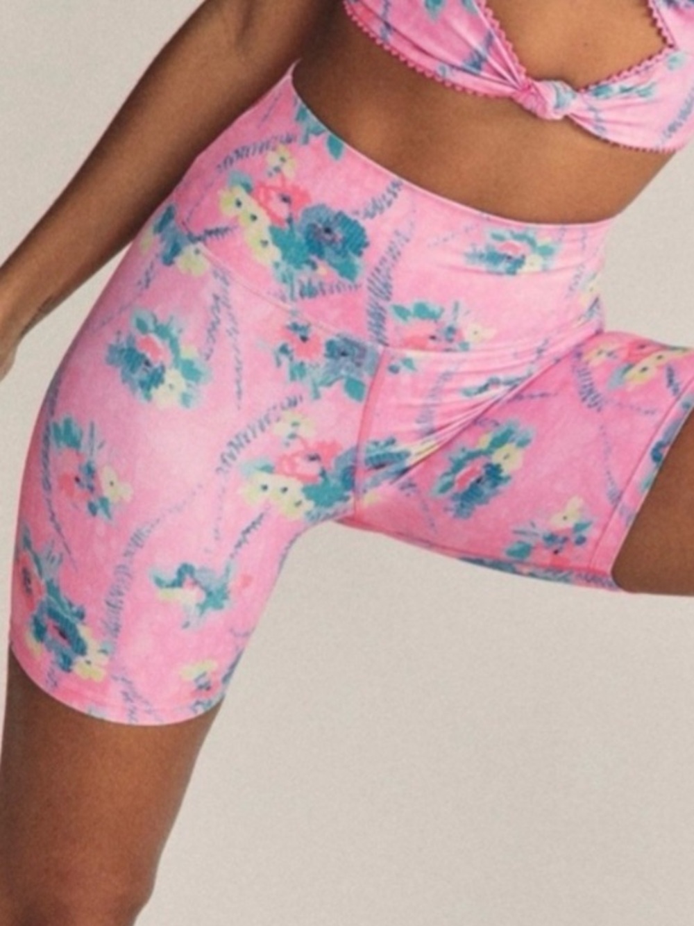 LoveShackFancy x Beach Riot Floral Pink High Rise Biker Shorts XS/Small